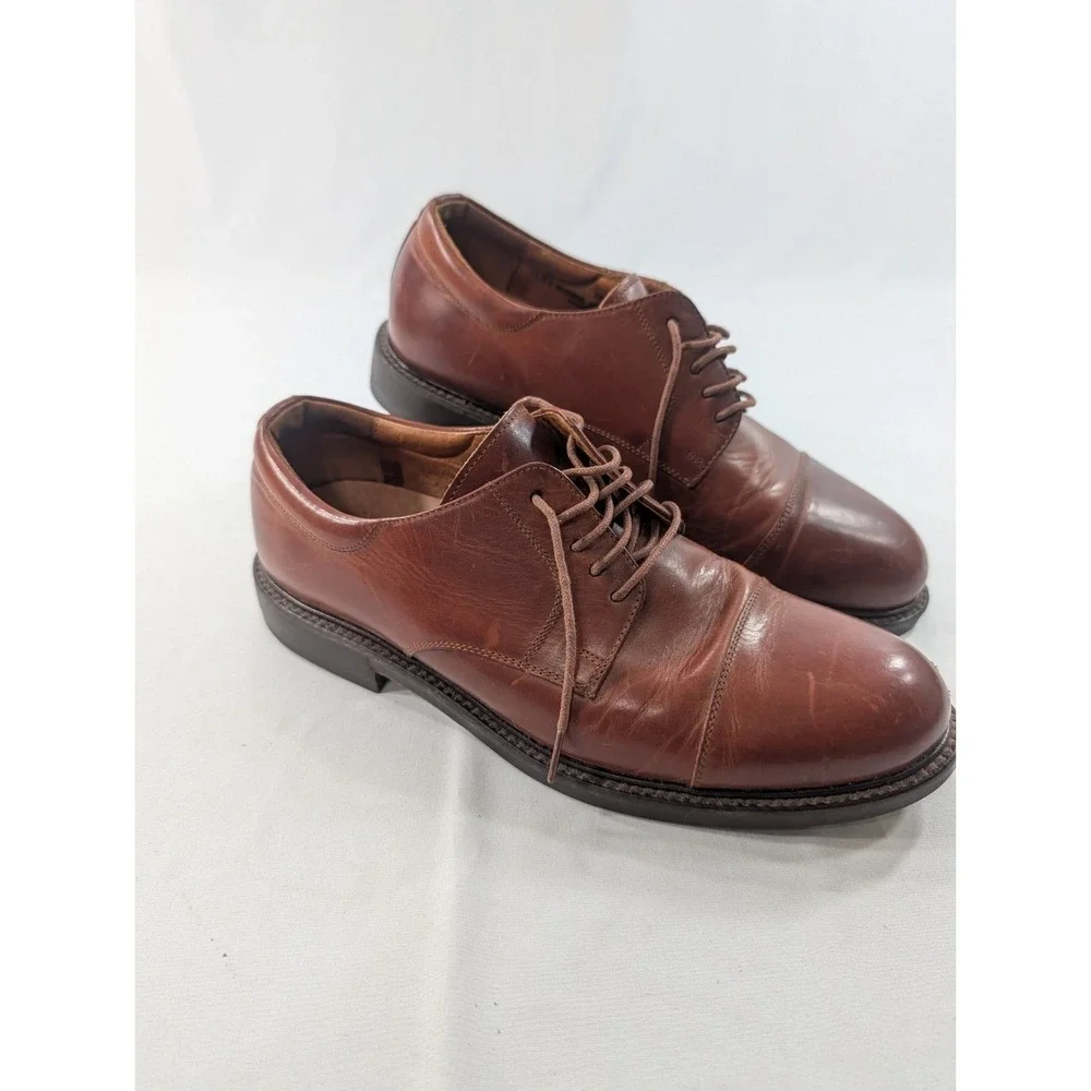 TABOR CAP TOE MEN'S‎ SHOES 10.5 M BROWN LEATHER JOHNSTON MURPHY
